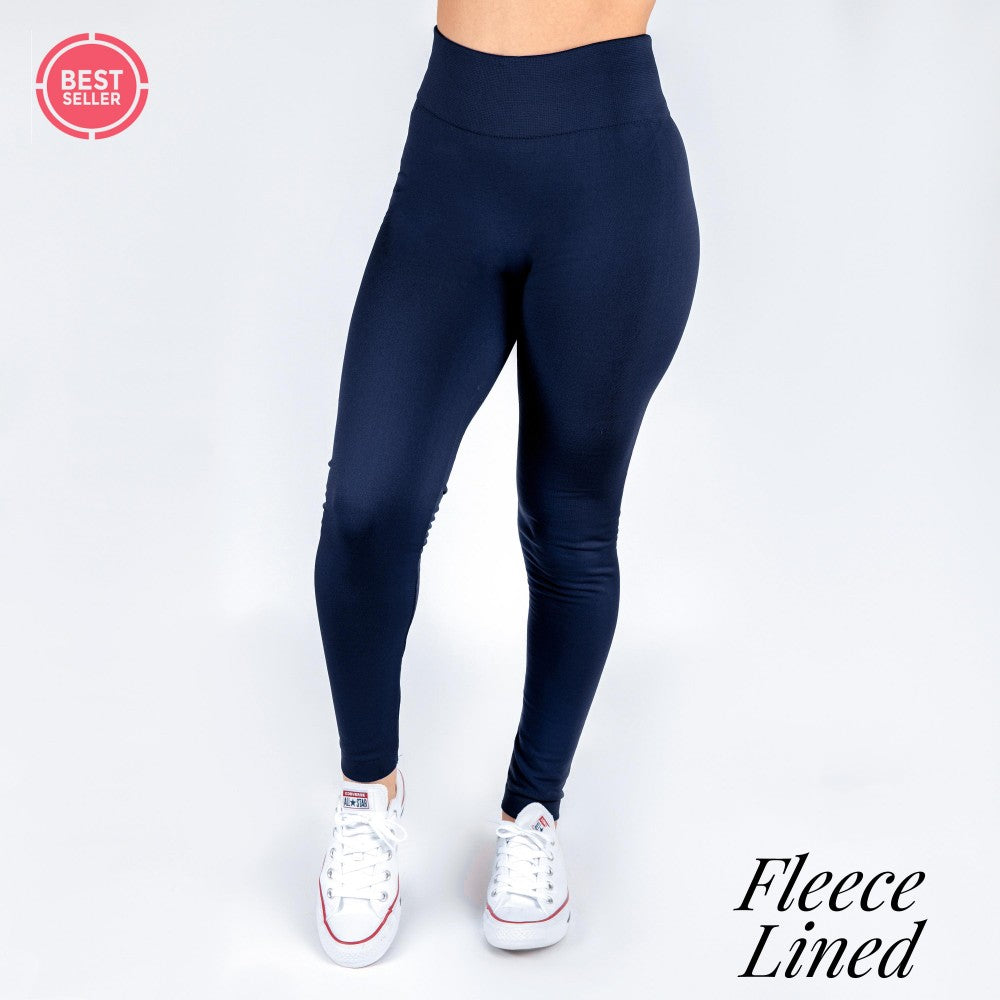 Navy Fleece Lined Leggings - Fan Sparkle