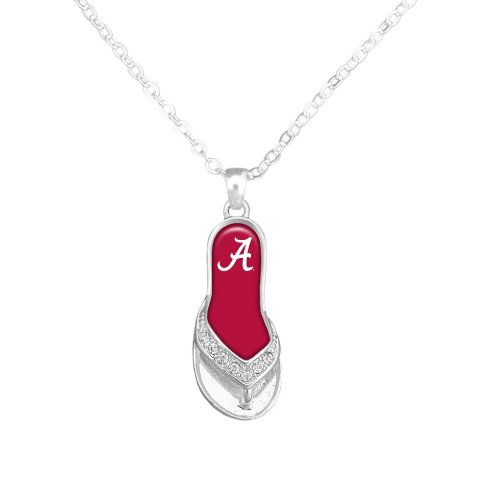 Alabama Rhinestone Flip Flop Charm Necklace - Fan Sparkle