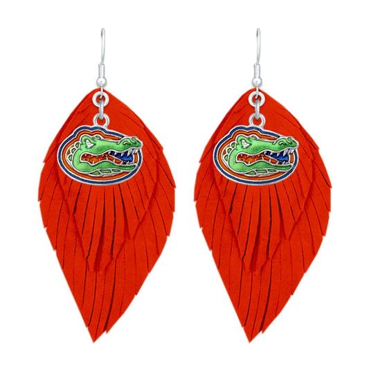 Florida Feather Logo Earrings - Fan Sparkle
