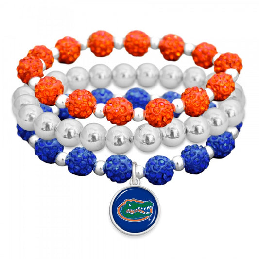 Florida Rhinestone Stretch Bracelet Trio - Fan Sparkle