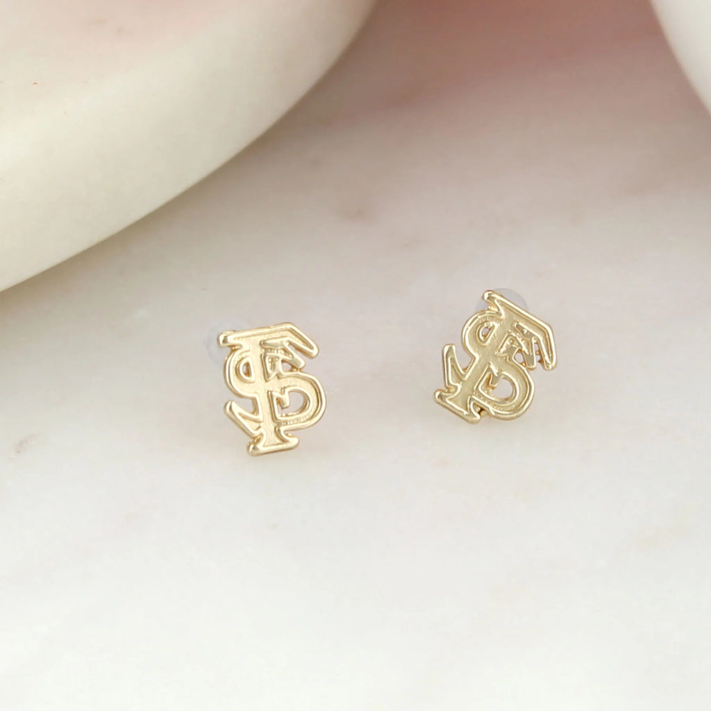 Florida State Gold Plated Logo Stud Earrings - Fan Sparkle