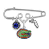 Florida Multi Charm & Rhinestone Pin - Fan Sparkle