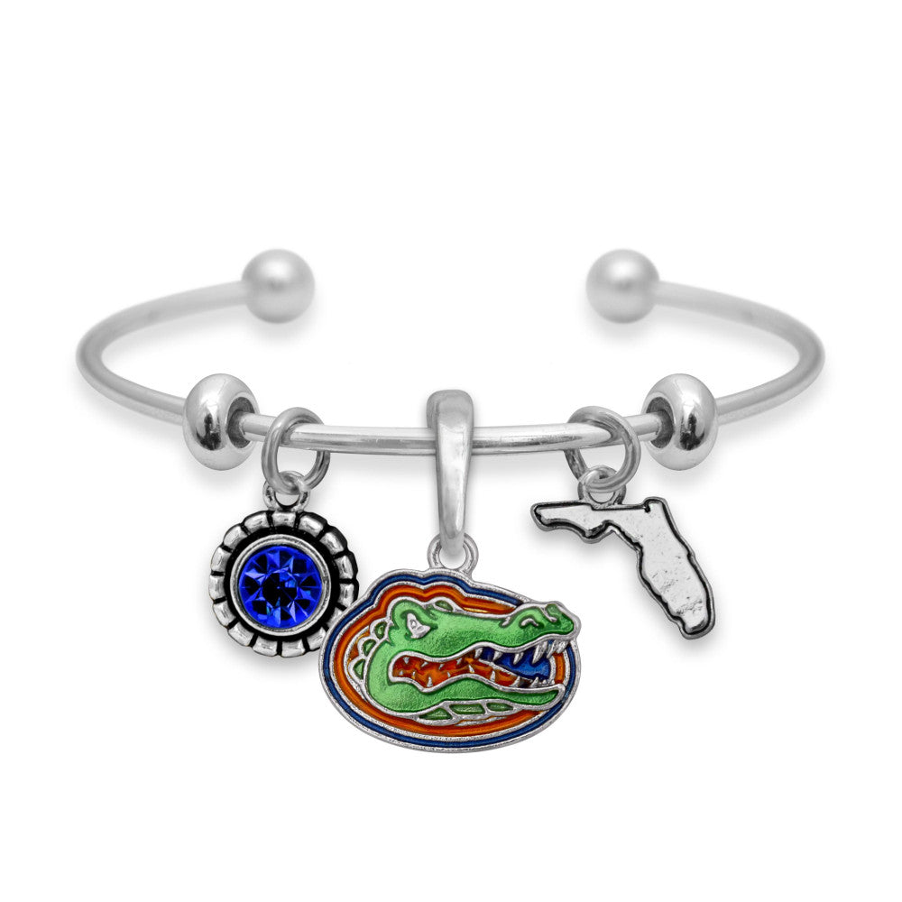 Florida Multi Charm & Rhinestone Cuff Bracelet - Fan Sparkle