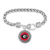 Georgia Silver Braided Rhinestone Logo Bracelet - Fan Sparkle