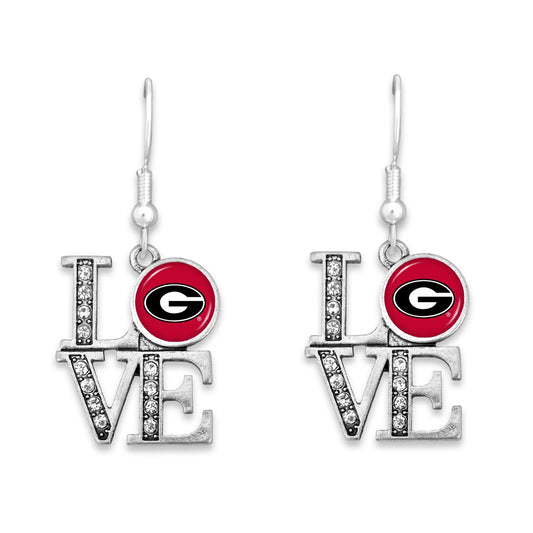 Georgia Rhinestone LOVE Earrings - Fan Sparkle