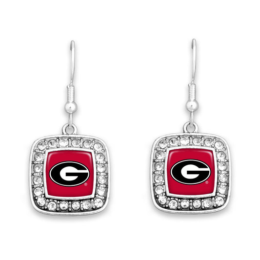 Georgia Rhinestone Square Earrings - Fan Sparkle