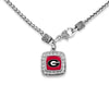 Georgia Square Rhinestone Logo Necklace - Fan Sparkle
