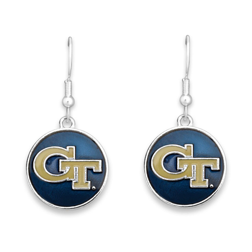 Georgia Tech Enamel Disc Earrings - Fan Sparkle