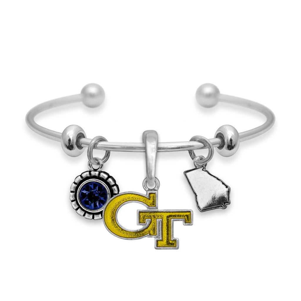 Georgia Tech Multi Charm & Rhinestone Cuff Bracelet - Fan Sparkle