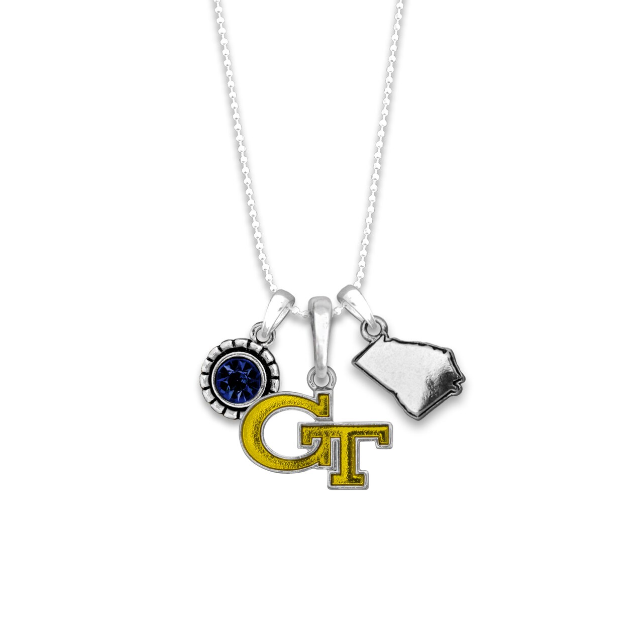 Georgia Tech Multi Charm & Rhinestone Necklace - Fan Sparkle