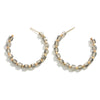 Gray & Gold Open Hoop Earrings - Fan Sparkle