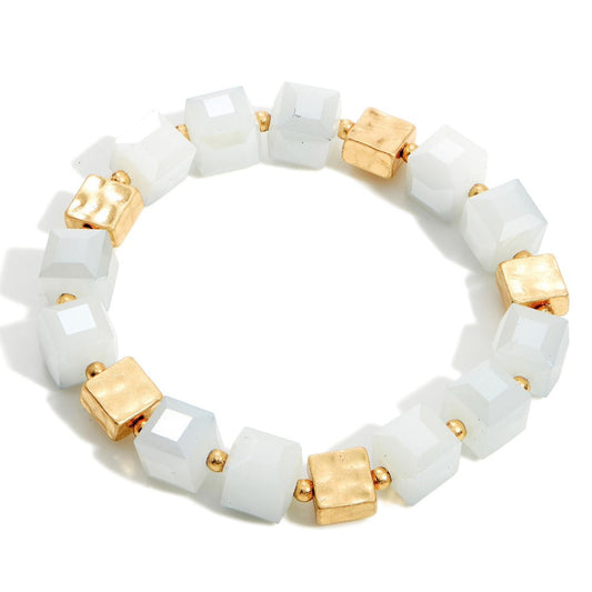 Gray Block Stretch Bracelet - Fan Sparkle