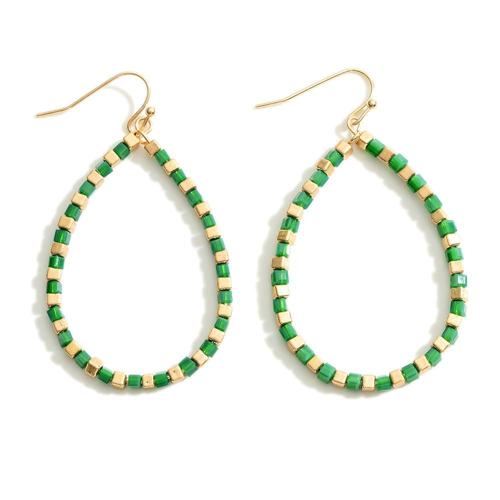 Green & Gold Earrings - Fan Sparkle
