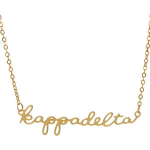 Kappa Delta Script Necklace - Fan Sparkle