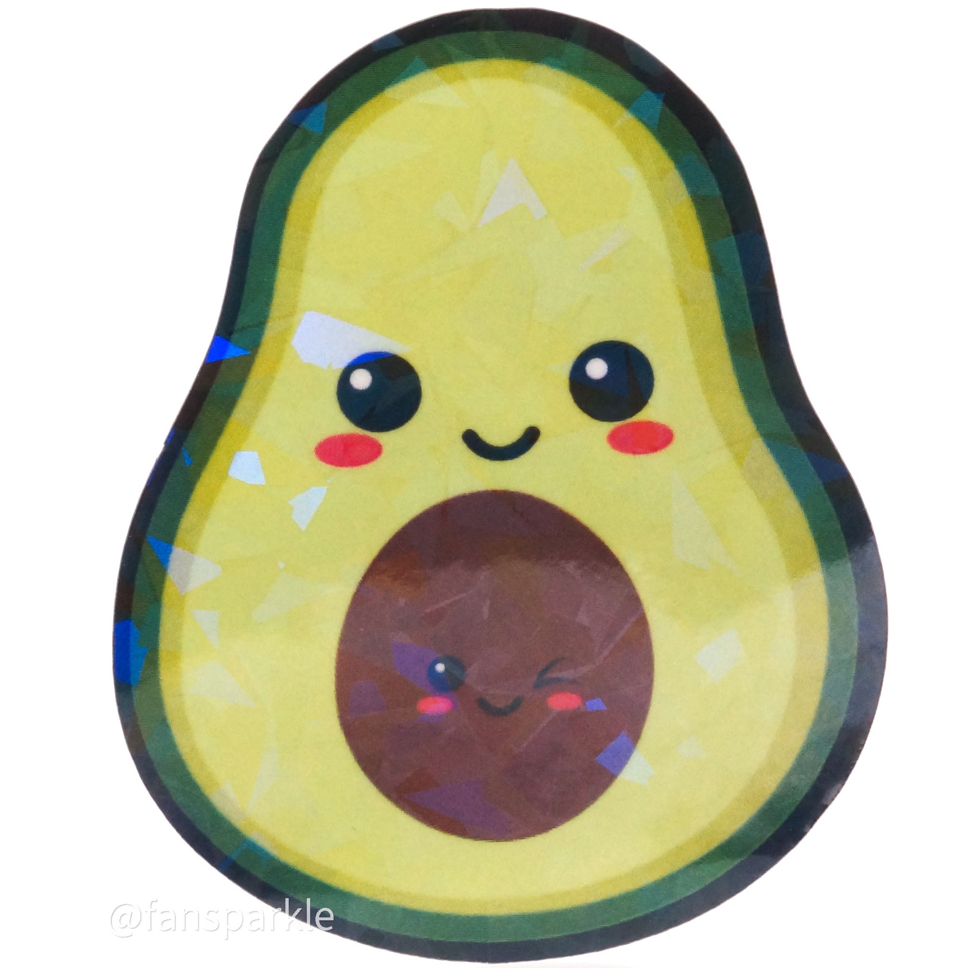 Kawaii Avocado Sticker - Fan Sparkle