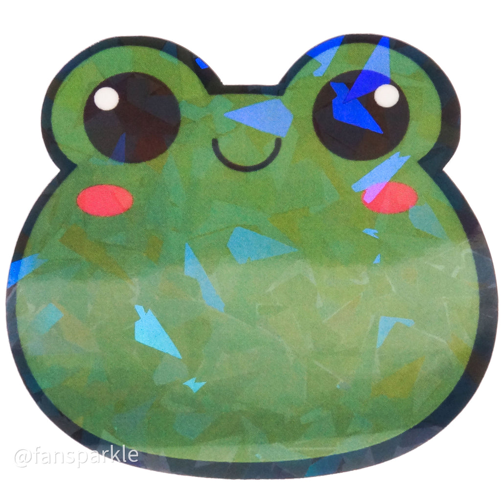 Kawaii Frog Sticker - Fan Sparkle