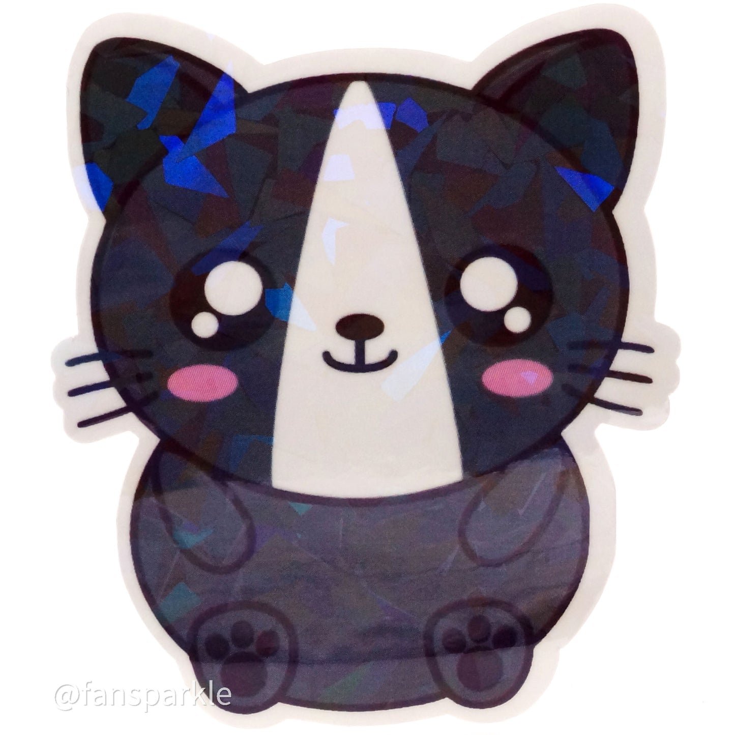 Kawaii Sitting Cat Sticker - Fan Sparkle
