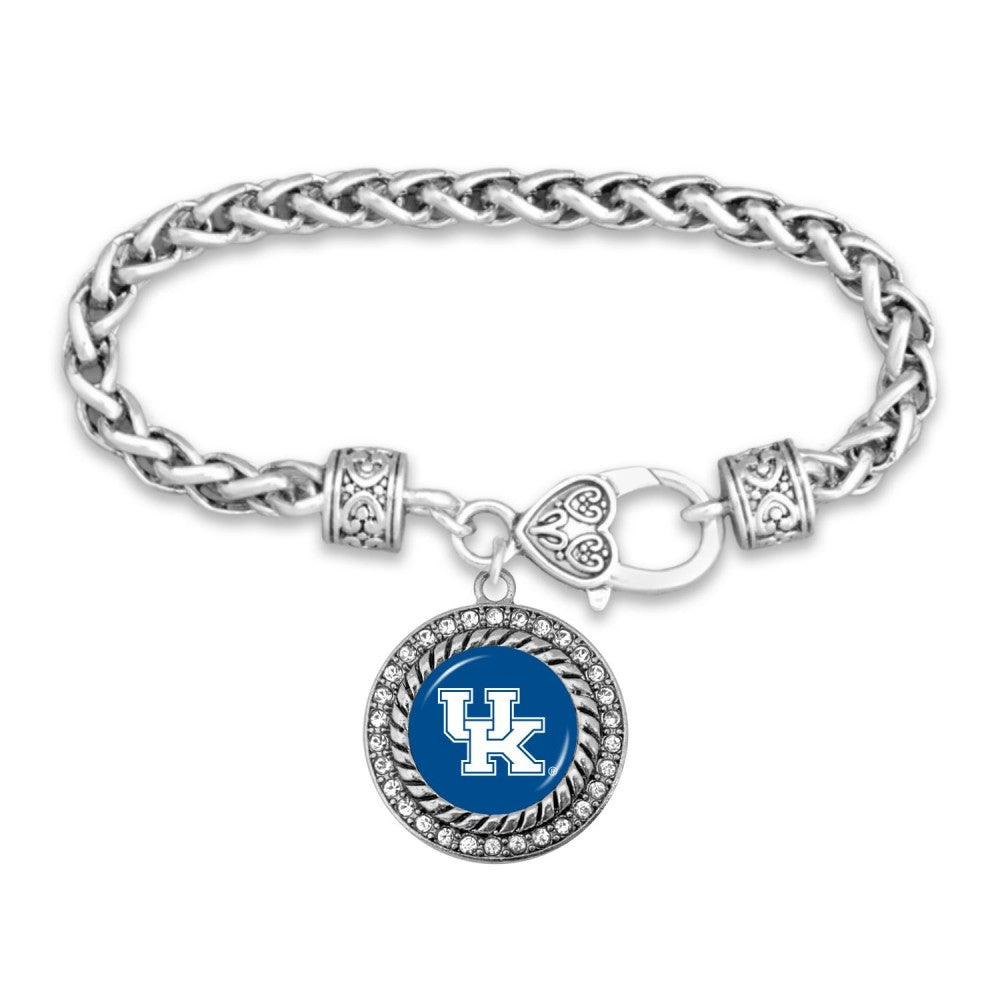 Kentucky Silver Braided Rhinestone Logo Bracelet - Fan Sparkle