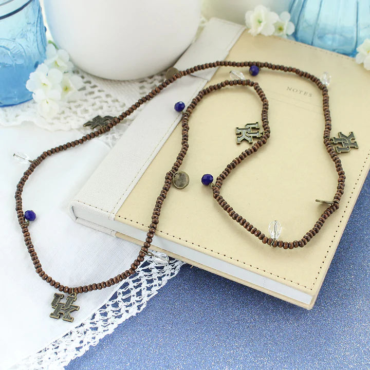 Kentucky Wood Bead Stretch Necklace - Fan Sparkle