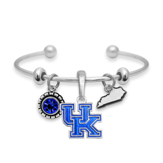 Kentucky Multi Charm & Rhinestone Cuff Bracelet - Fan Sparkle