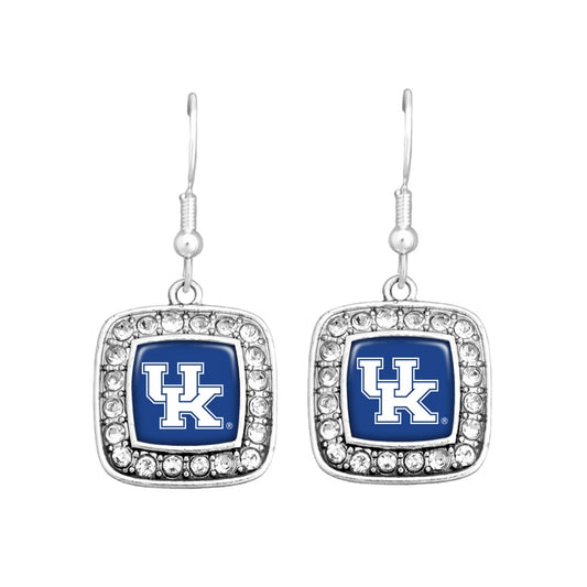 Kentucky Rhinestone Square Earrings - Fan Sparkle