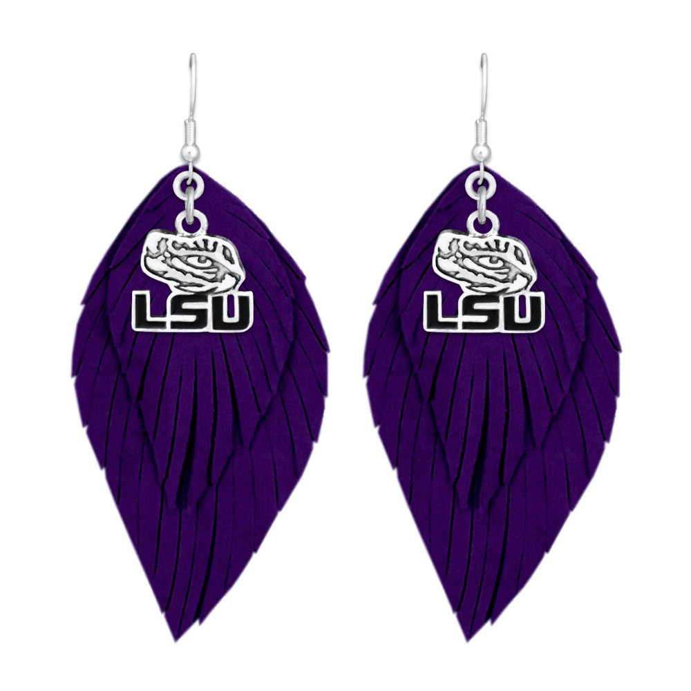 LSU Feather Logo Earrings - Fan Sparkle