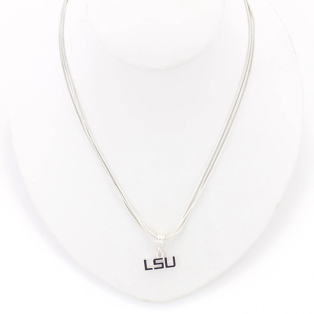 LSU Enamel Logo Necklace - Fan Sparkle