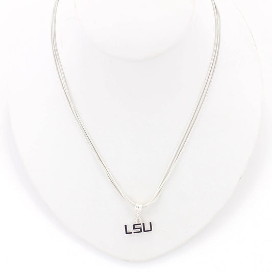 LSU Enamel Logo Necklace - Fan Sparkle