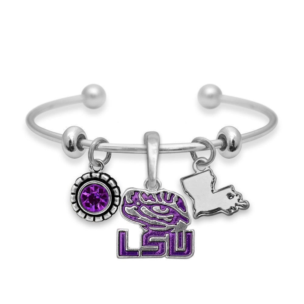 LSU Multi Charm & Rhinestone Cuff Bracelet - Fan Sparkle