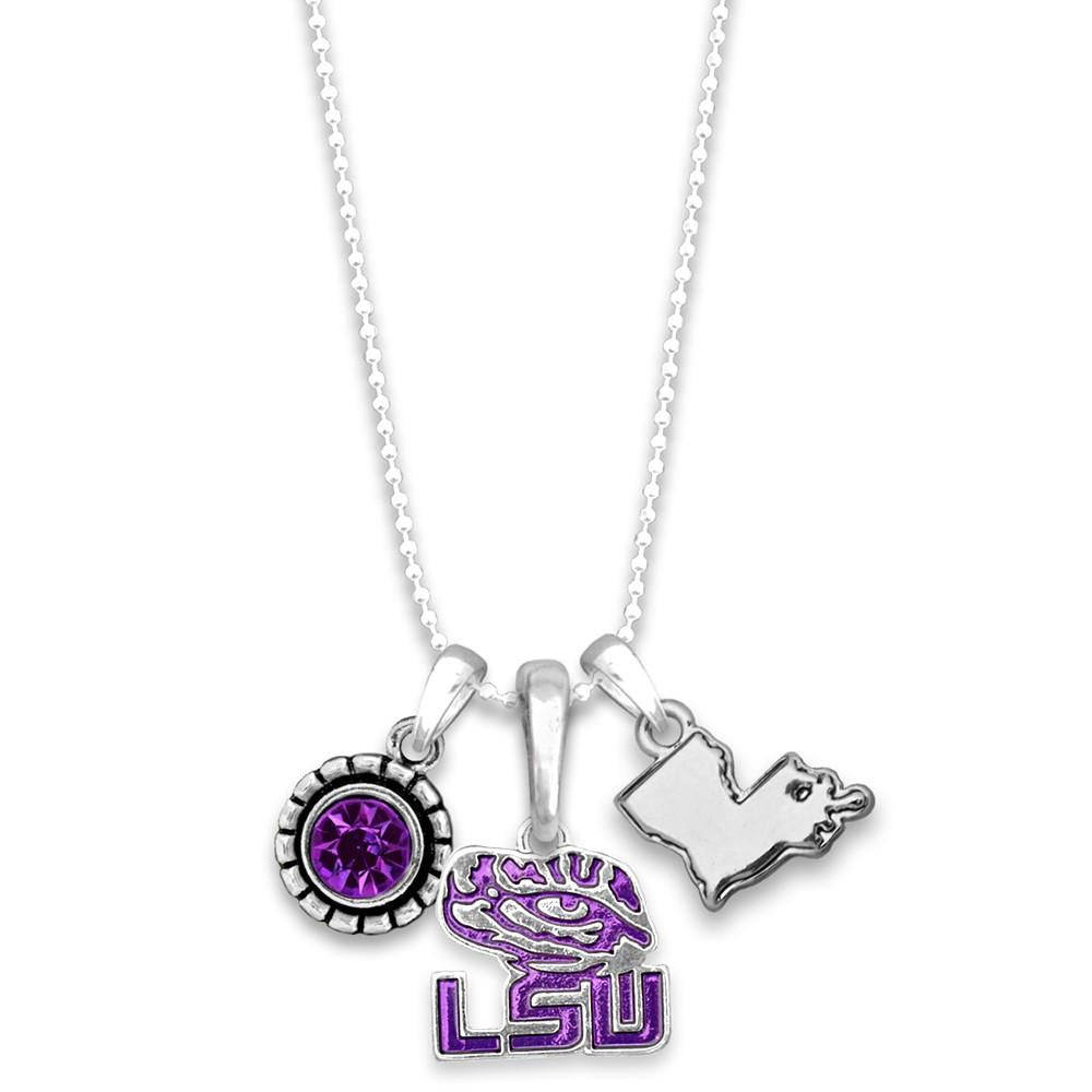 LSU Multi Charm & Rhinestone Necklace - Fan Sparkle