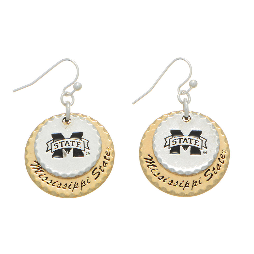 Mississippi State Layered Disc Earrings - Fan Sparkle