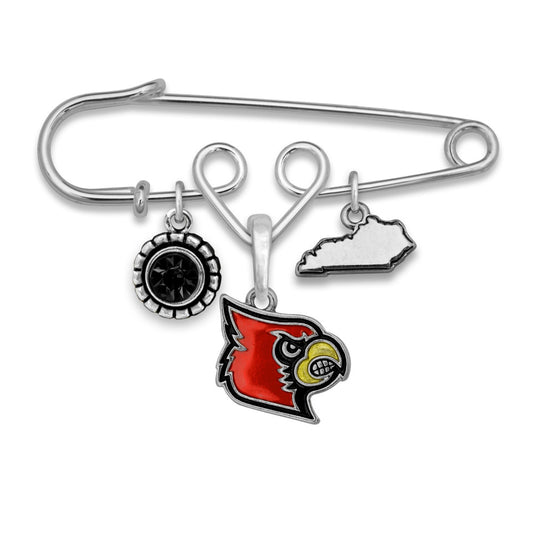 Louisville Multi Charm & Rhinestone Pin - Fan Sparkle