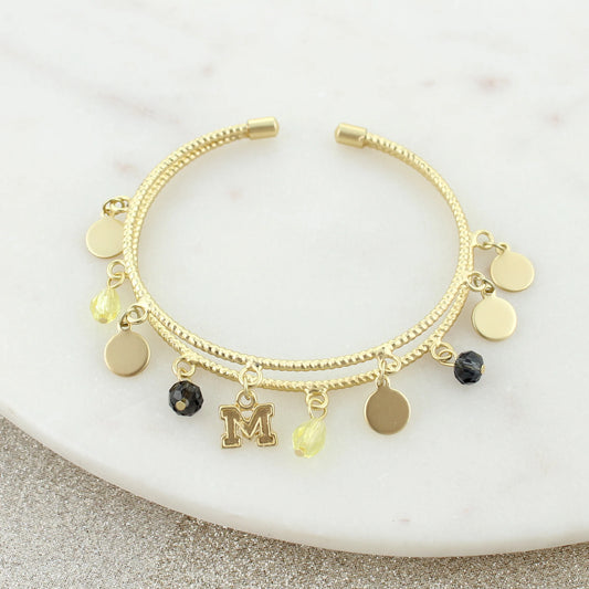 Michigan Logo Gold Cuff Bracelet - Fan Sparkle