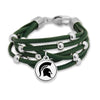 Michigan State Leatherette Multi Cord Bracelet - Fan Sparkle