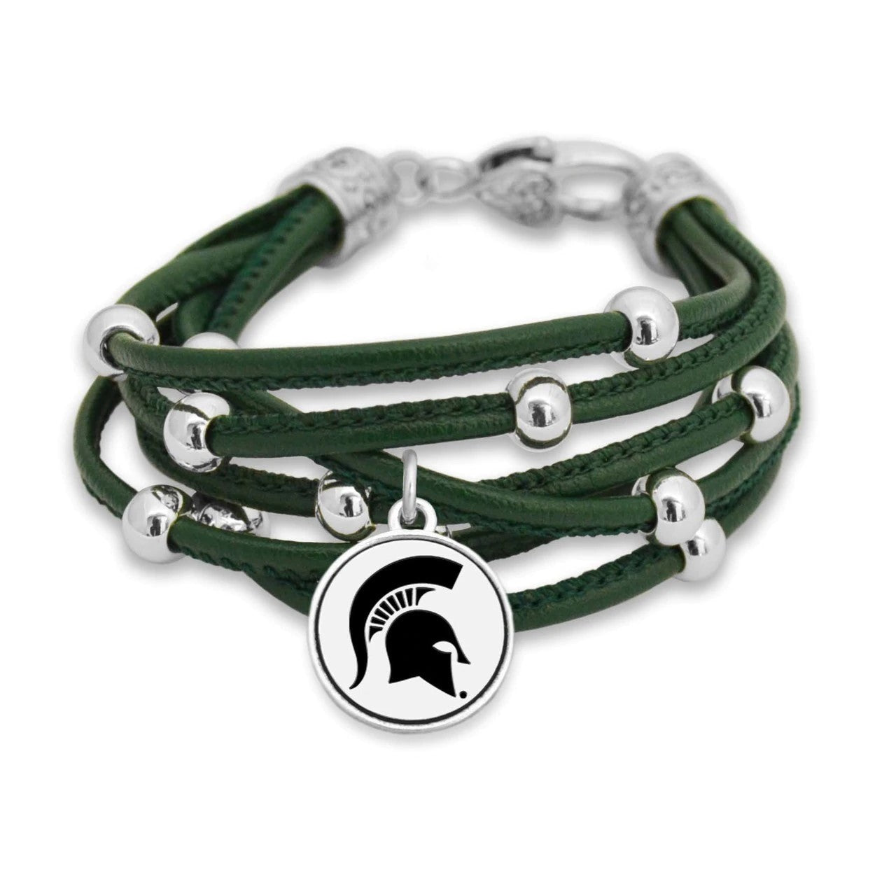 Michigan State Leatherette Multi Cord Bracelet - Fan Sparkle