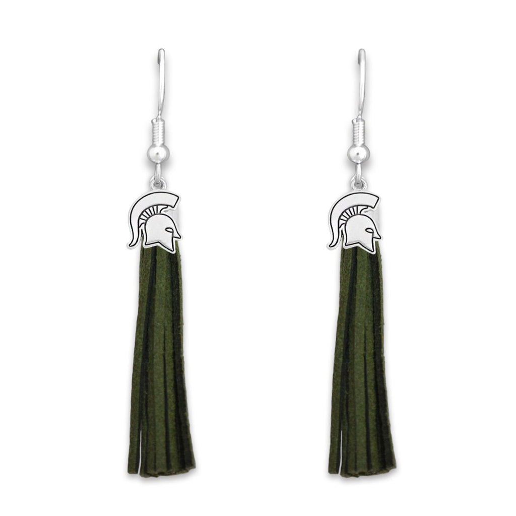 Michigan State Logo Tassel Earrings - Fan Sparkle