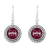 Mississippi State Silver Braided Rhinestone Logo Earrings - Fan Sparkle