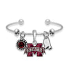 Mississippi State Multi Charm & Rhinestone Cuff Bracelet - Fan Sparkle