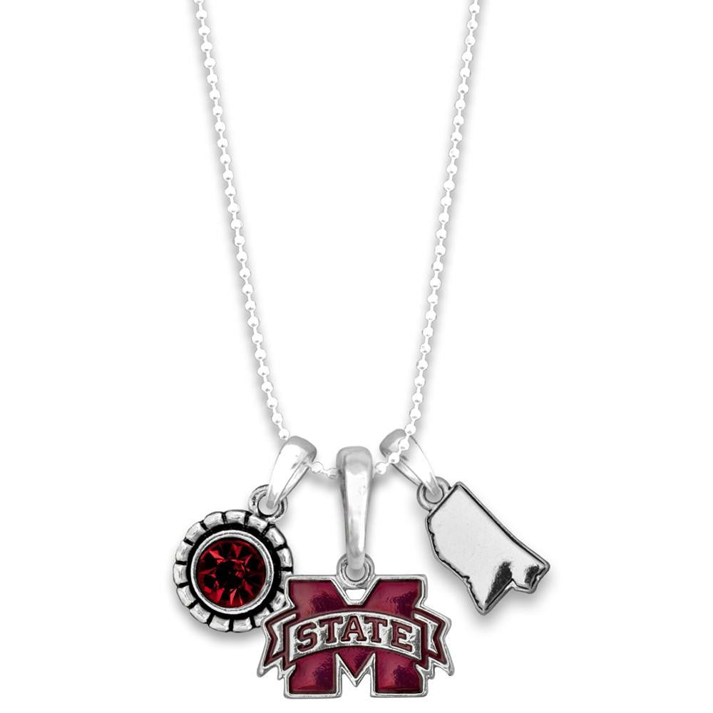 Mississippi State Multi Charm & Rhinestone Necklace - Fan Sparkle