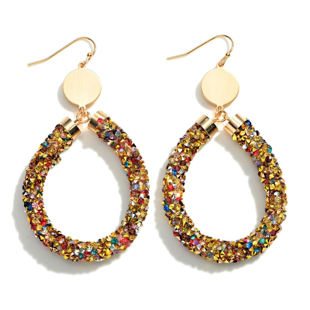 Multi Rhinestone Encrusted Earrings - Fan Sparkle