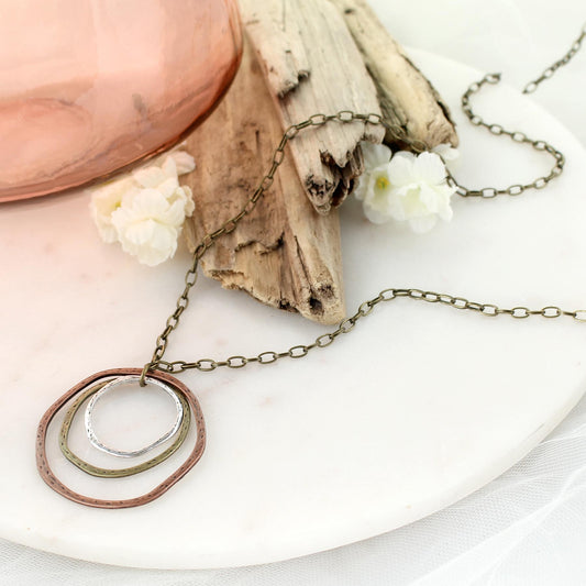 32” Mixed Metal Layered Loop Necklace