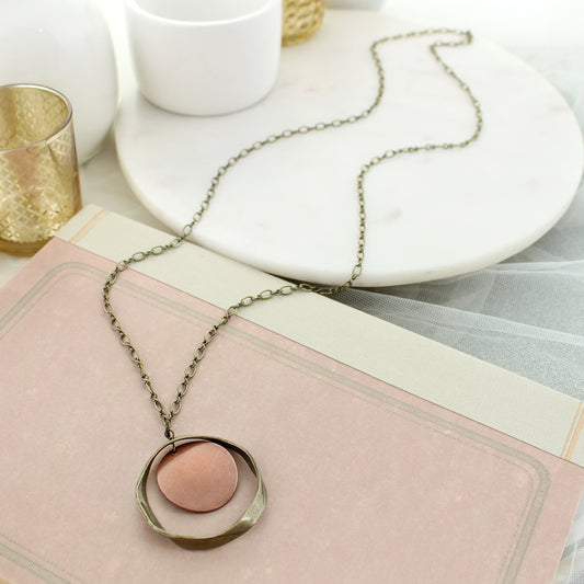 34” Vintage & Copper Disc Necklace