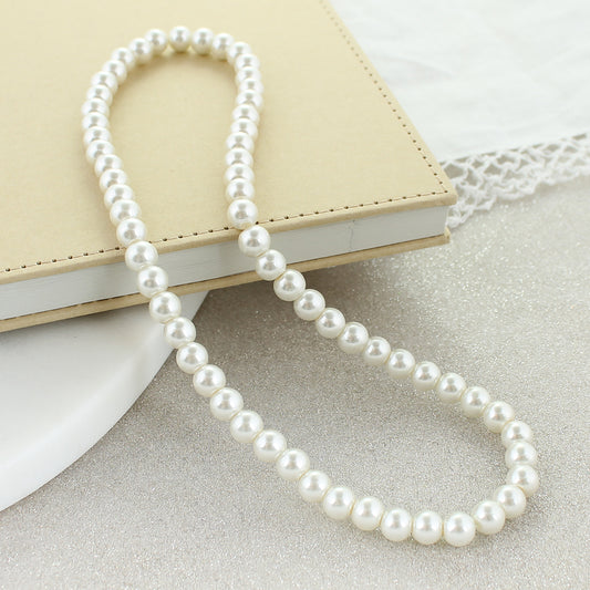 18” white irridescent bead Stretch Necklace