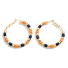 Navy & Orange Beaded Hoop Earrings - Fan Sparkle