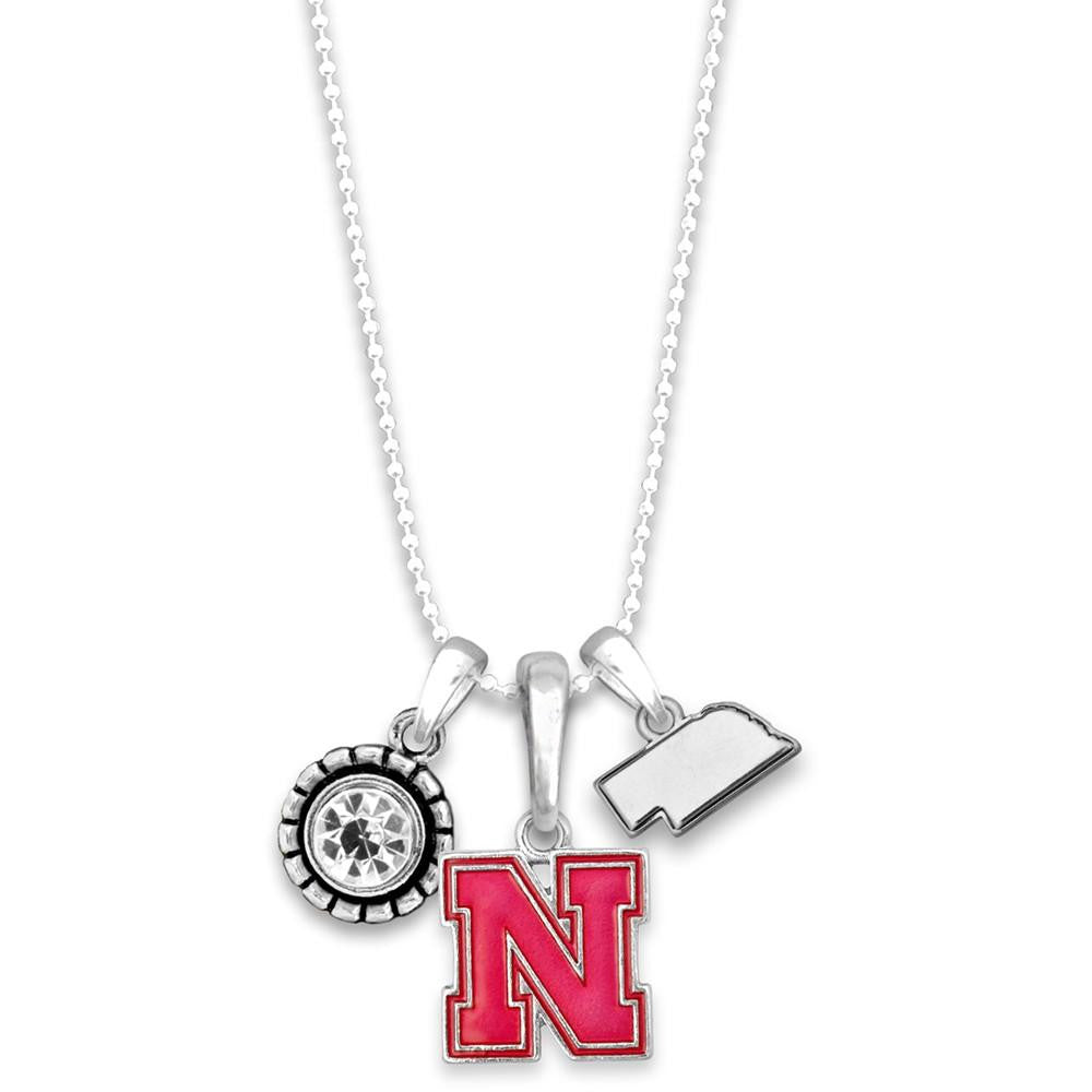 Nebraska Multi Charm & Rhinestone Necklace - Fan Sparkle