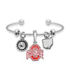 Ohio State Multi Charm & Rhinestone Cuff Bracelet - Fan Sparkle