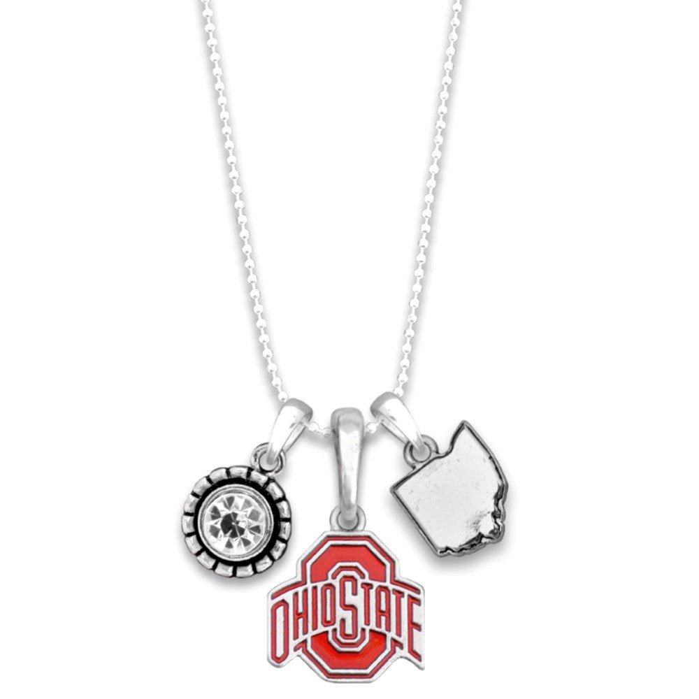 Ohio State Multi Charm & Rhinestone Necklace - Fan Sparkle
