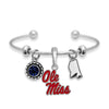 Ole Miss Multi Charm & Rhinestone Cuff Bracelet - Fan Sparkle