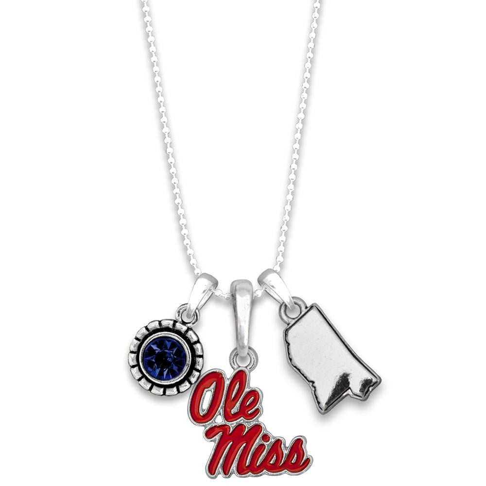 Ole Miss Multi Charm & Rhinestone Necklace - Fan Sparkle