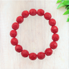 Opaque Red Czech Glass Stretch Bracelet - Fan Sparkle